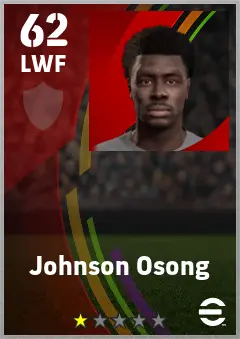 Johnson Osong eFootball 2026 player card — 62 OVR LWF