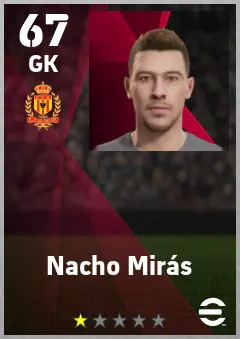 Nacho Miras eFootball 2026 player card — 67 OVR GK