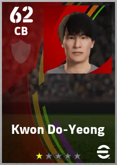 Kwon Do-Yeong eFootball 2026 player card — 62 OVR CB