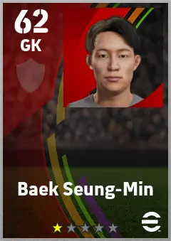 Baek Seung-Min eFootball 2026 player card — 62 OVR GK