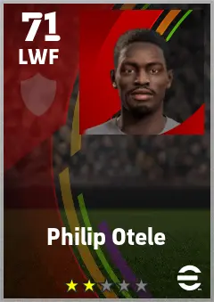 Philip Otele eFootball 2026 player card — 71 OVR LWF