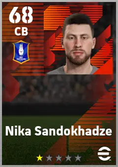 Nika Sandokhadze eFootball 2026 player card — 68 OVR CB