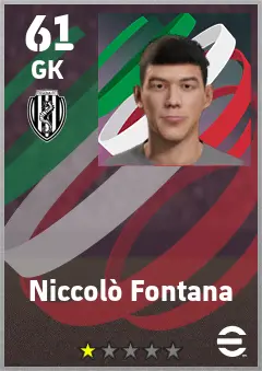 Niccolo Fontana eFootball 2026 player card — 61 OVR GK