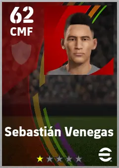 Sebastian Venegas eFootball 2026 player card — 62 OVR CMF