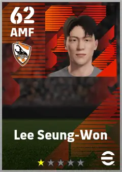 Lee Seung-Won eFootball 2026 player card — 62 OVR AMF