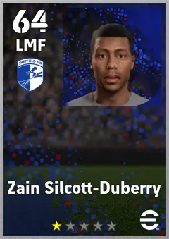 Zain Silcott-Duberry eFootball 2026 player card — 64 OVR LMF