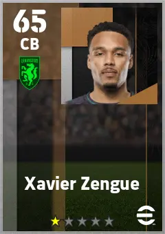 Xavier Zengue eFootball 2026 player card — 65 OVR CB