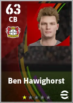Ben Hawighorst eFootball 2026 player card — 63 OVR CB
