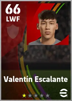 Valentin Escalante eFootball 2026 player card — 66 OVR LWF