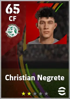 Christian Negrete eFootball 2026 player card, 65 OVR CF
