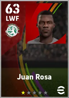 Juan Rosa eFootball 2026 player card — 63 OVR LWF