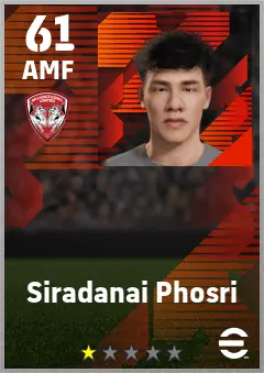 Siradanai Phosri eFootball 2026 player card — 61 OVR AMF