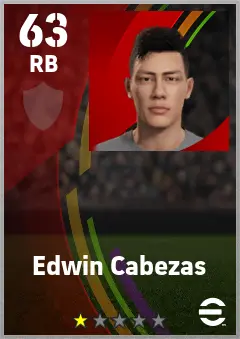 Edwin Cabezas eFootball 2026 player card — 63 OVR RB