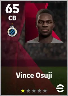 Vince Osuji eFootball 2026 player card — 65 OVR CB