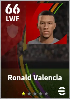 Ronald Valencia eFootball 2026 player card — 66 OVR LWF