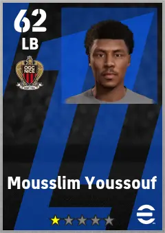 Mousslim Youssouf eFootball 2026 player card — 62 OVR LB