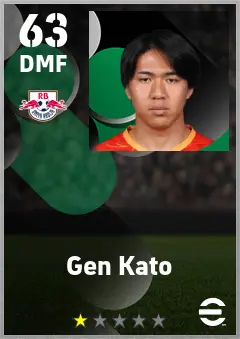 Gen Kato eFootball 2026 player card — 63 OVR DMF
