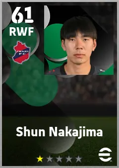 Shun Nakajima eFootball 2026 player card — 61 OVR RWF
