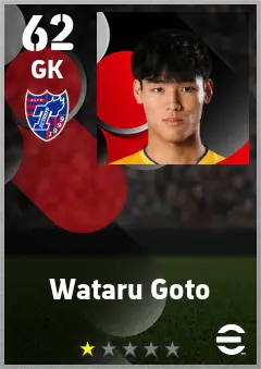 Wataru Goto eFootball 2026 player card — 62 OVR GK