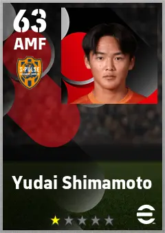 Yudai Shimamoto eFootball 2026 player card — 63 OVR AMF