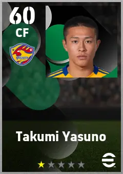 Takumi Yasuno eFootball 2026 player card — 60 OVR CF