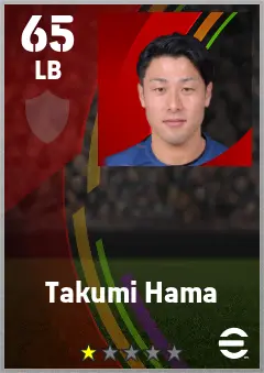 Takumi Hama eFootball 2026 player card — 65 OVR LB