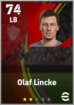 Olaf Lincke eFootball 2026 player card — 74 OVR LB