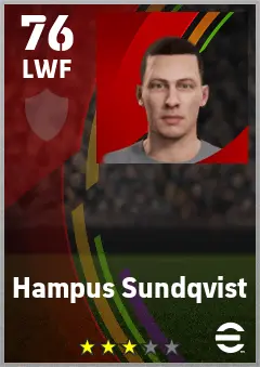 Hampus Sundqvist eFootball 2026 player card — 76 OVR LWF