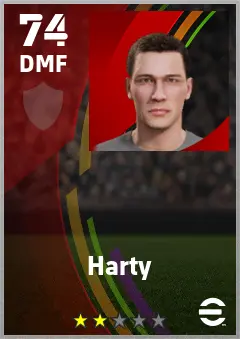 Harty eFootball 2026 player card — 74 OVR DMF