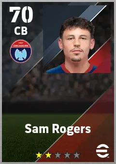 Sam Rogers eFootball 2026 player card — 70 OVR CB