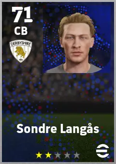 Sondre Langas eFootball 2026 player card — 71 OVR CB