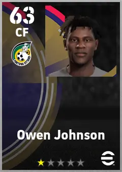 Owen Johnson eFootball 2026 player card — 63 OVR CF