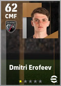 Dmitri Erofeev eFootball 2026 player card — 62 OVR CMF