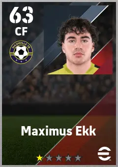 Maximus Ekk eFootball 2026 player card — 63 OVR CF