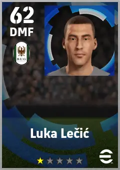 Luka Lecic eFootball 2026 player card — 62 OVR DMF