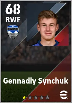 Gennadiy Synchuk eFootball 2026 player card — 68 OVR RWF