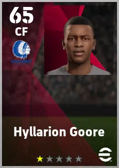 Hyllarion Goore eFootball 2026 player card — 65 OVR CF