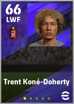 Trent Kone-Doherty eFootball 2026 player card — 66 OVR LWF