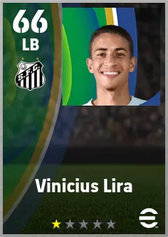 Vinicius Lira eFootball 2026 player card — 66 OVR LB