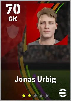 Jonas Urbig eFootball 2026 player card — 70 OVR GK