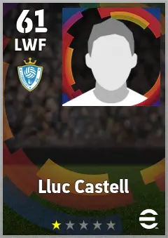 Lluc Castell eFootball 2026 player card — 61 OVR LWF