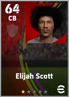 Elijah Scott eFootball 2026 player card — 64 OVR CB