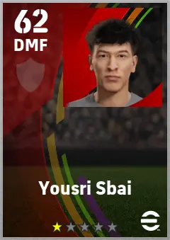 Yousri Sbai eFootball 2026 player card — 62 OVR DMF