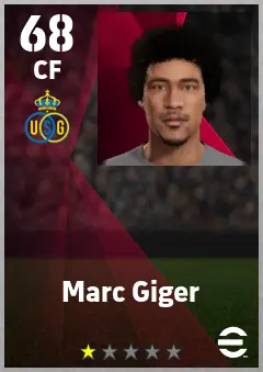 Marc Giger eFootball 2026 player card — 68 OVR CF