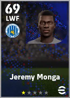 Jeremy Monga eFootball 2026 player card — 69 OVR LWF