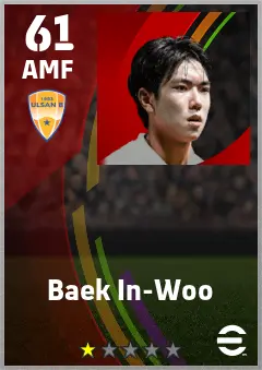 Baek In-Woo eFootball 2026 player card — 61 OVR AMF
