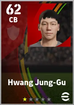 Hwang Jung-Gu eFootball 2026 player card — 62 OVR CB