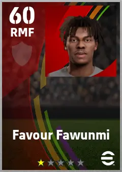 Favour Fawunmi eFootball 2026 player card — 60 OVR RMF