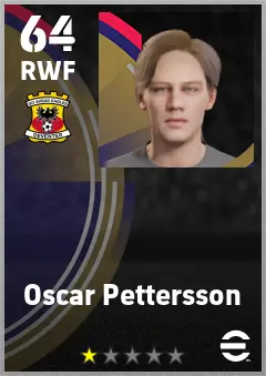 Oscar Pettersson eFootball 2026 player card — 64 OVR RWF