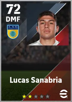 Lucas Sanabria eFootball 2026 player card — 72 OVR DMF